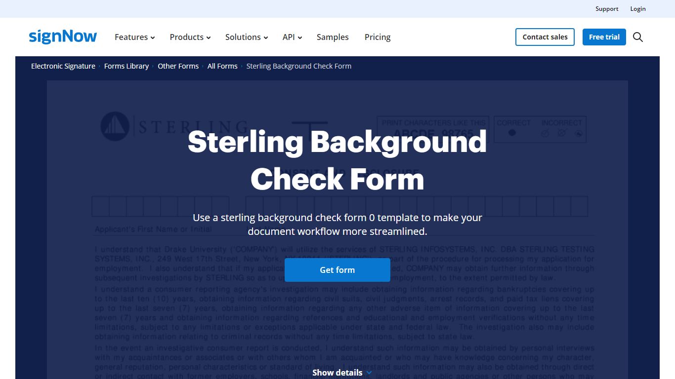 Sterling Background Check Form: the Form in Seconds - signNow