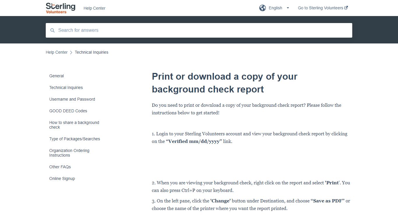 Print or download a copy of your background check report